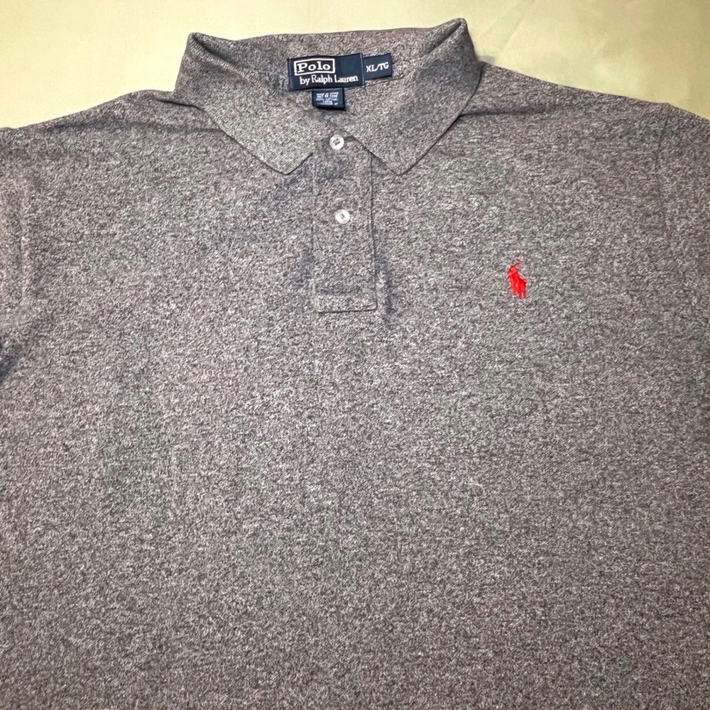 Vintage‎ Polo Ralph Lauren Mens XL Grey Heather Cotton Short Sleeve Polo Shirt